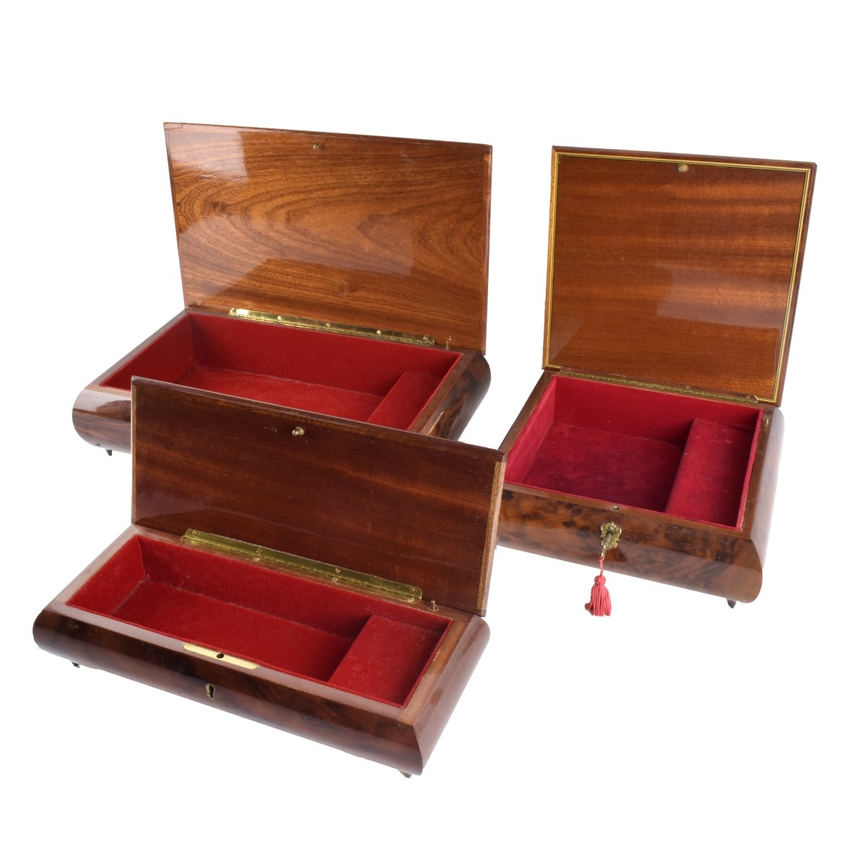 3 Italian Lacquer & Marquetry Music Boxes