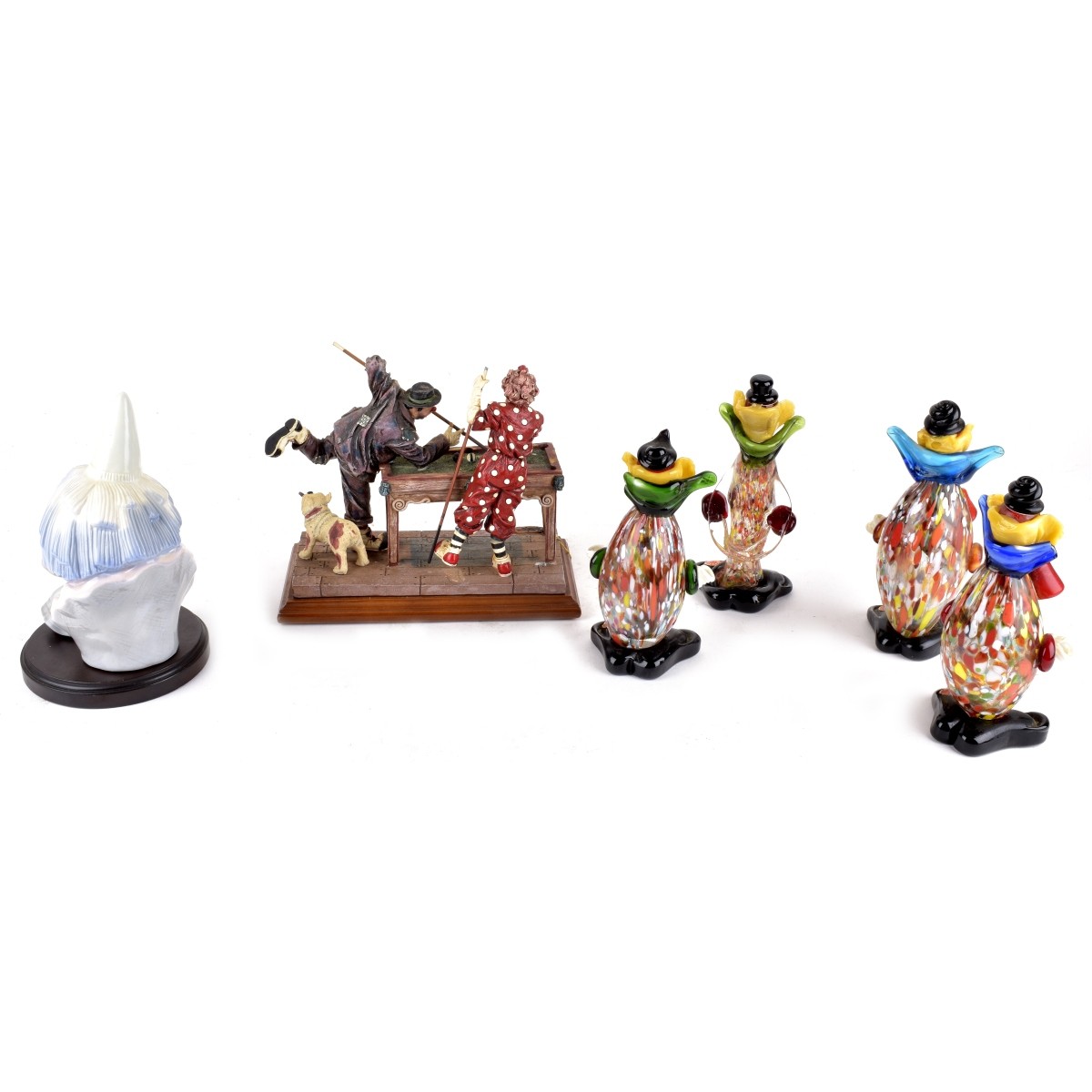 Six Assorted Clown Figurines