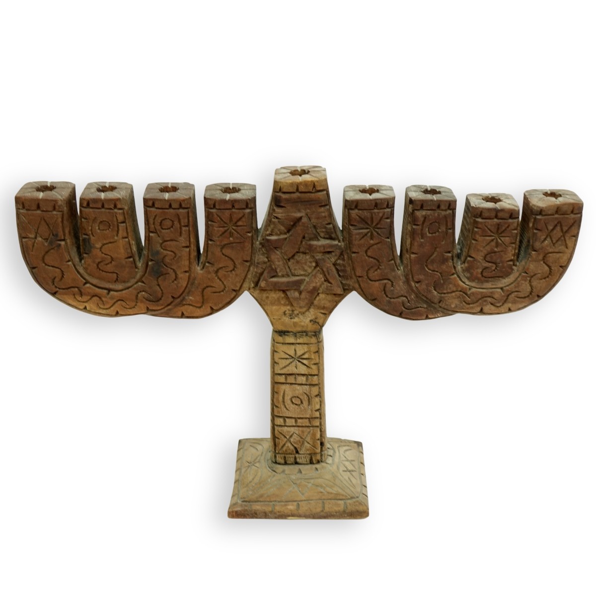 Vintage Hand Carved Wooden Menorah