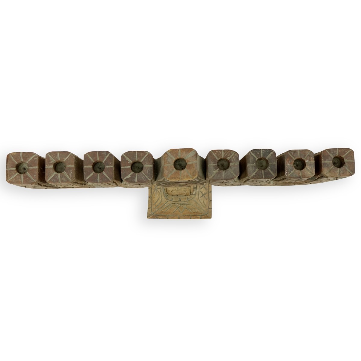 Vintage Hand Carved Wooden Menorah