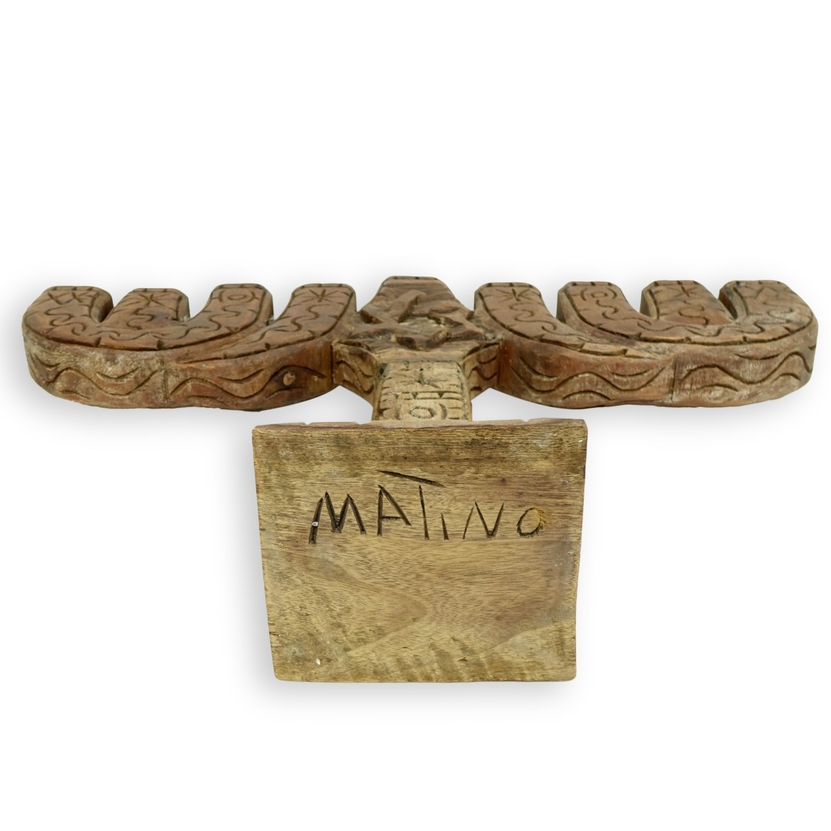 Vintage Hand Carved Wooden Menorah