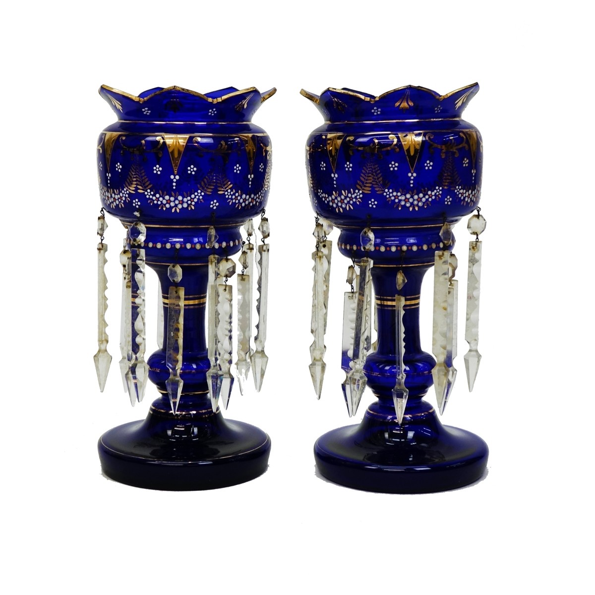 Pair of Cobalt Blue Lusters