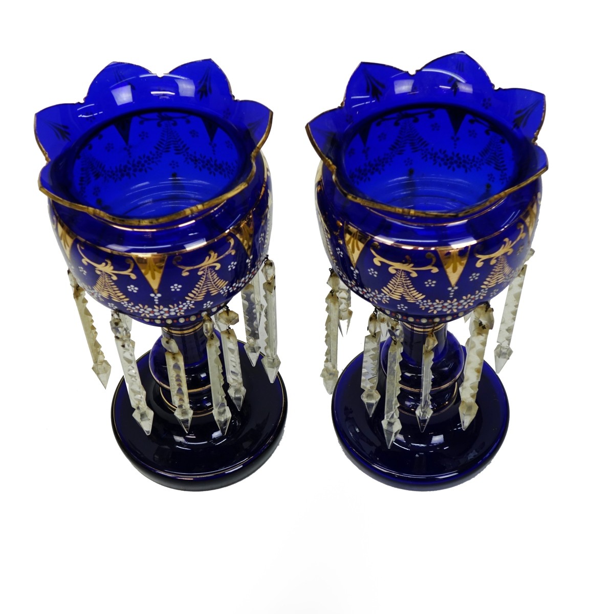 Pair of Cobalt Blue Lusters