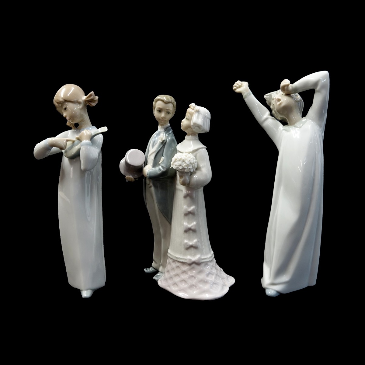 3pcs Lladro & Nao Porcelain Figurines