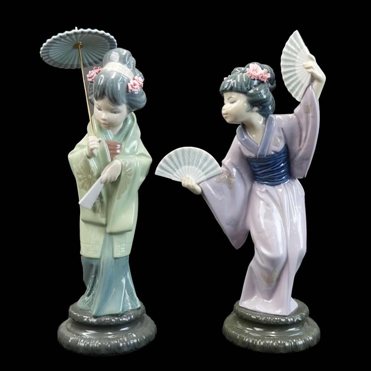 Two Lladro Porcelain Figurines Geisha Girls