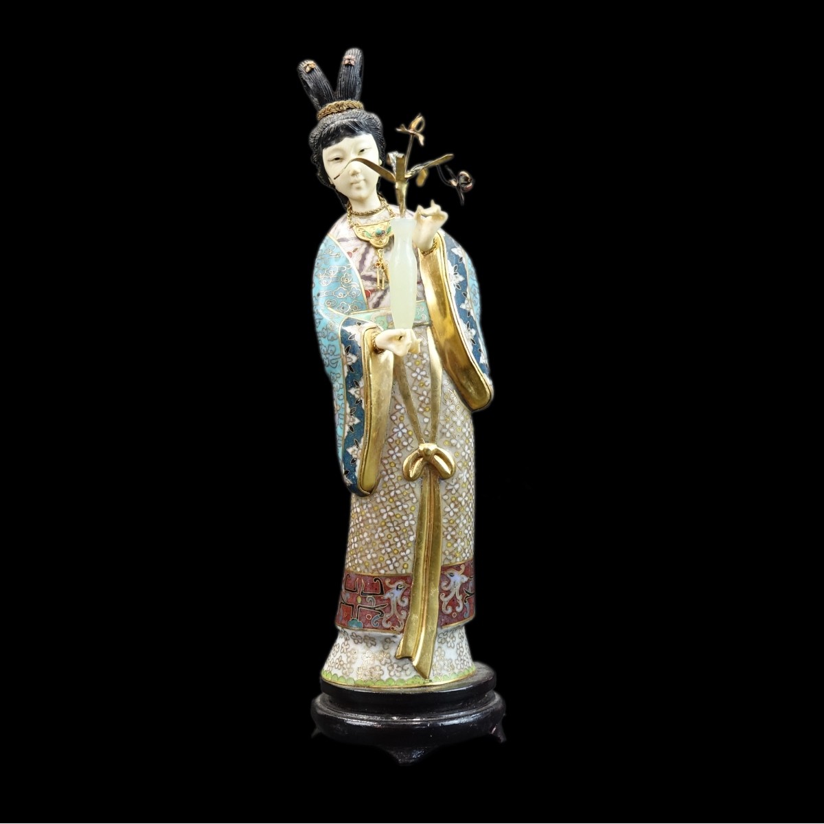 Chinese Cloisonne and Bone Geisha