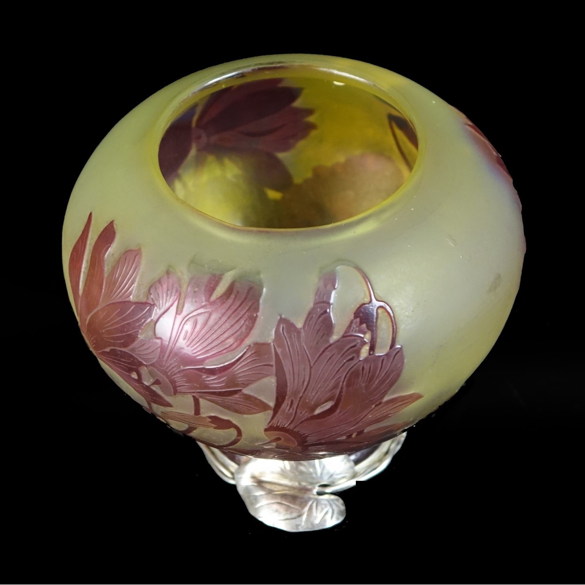 Fabergé Silver-Mounted Gallé Cameo Glass Vase