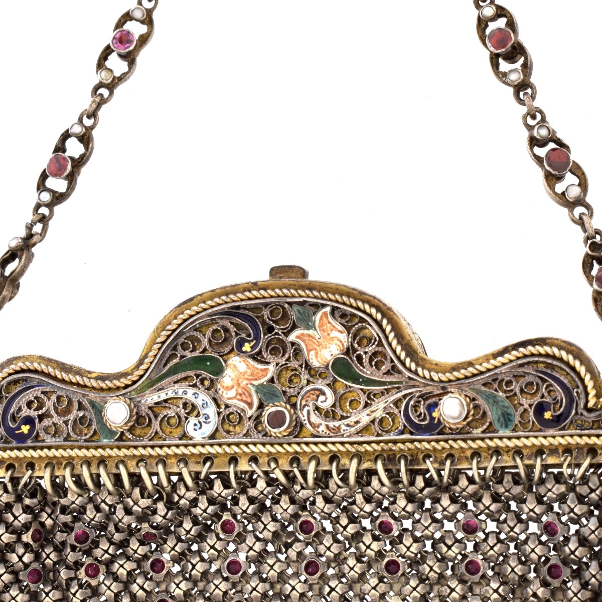 Antique Russian Gemstone and Enamel Purse