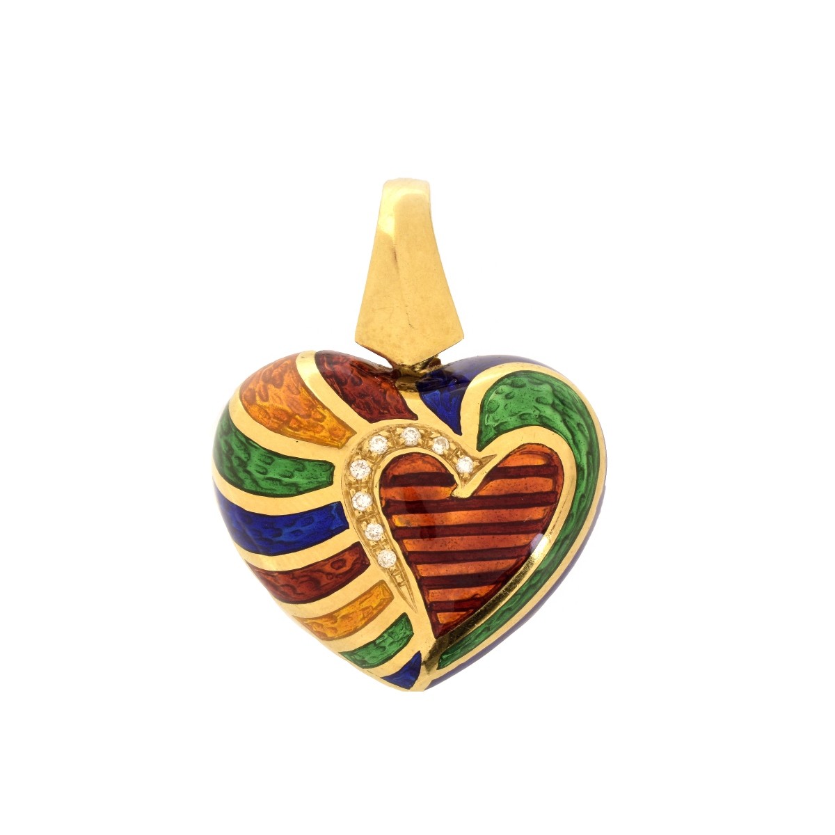 18K and Enamel Heart Pendant