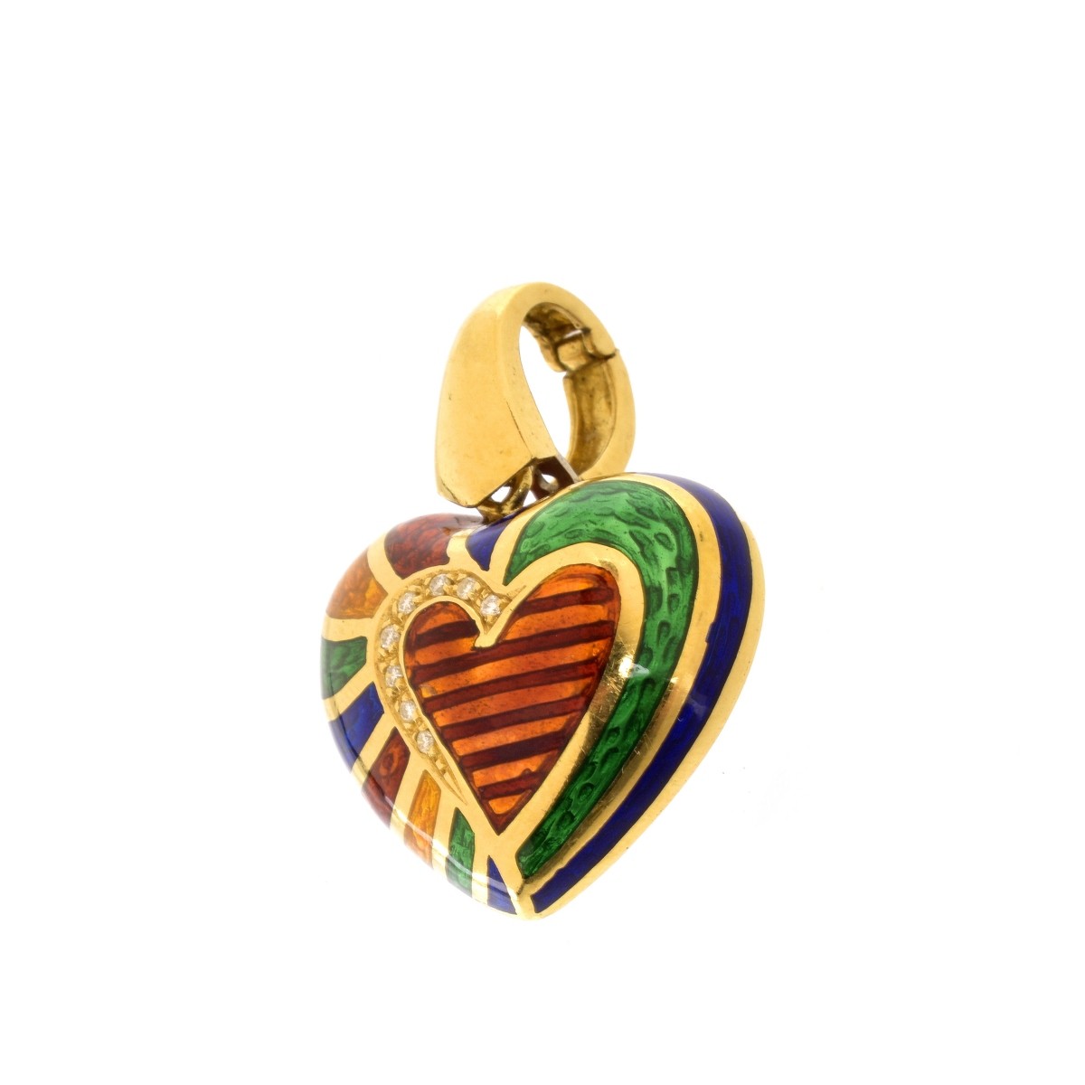 18K and Enamel Heart Pendant