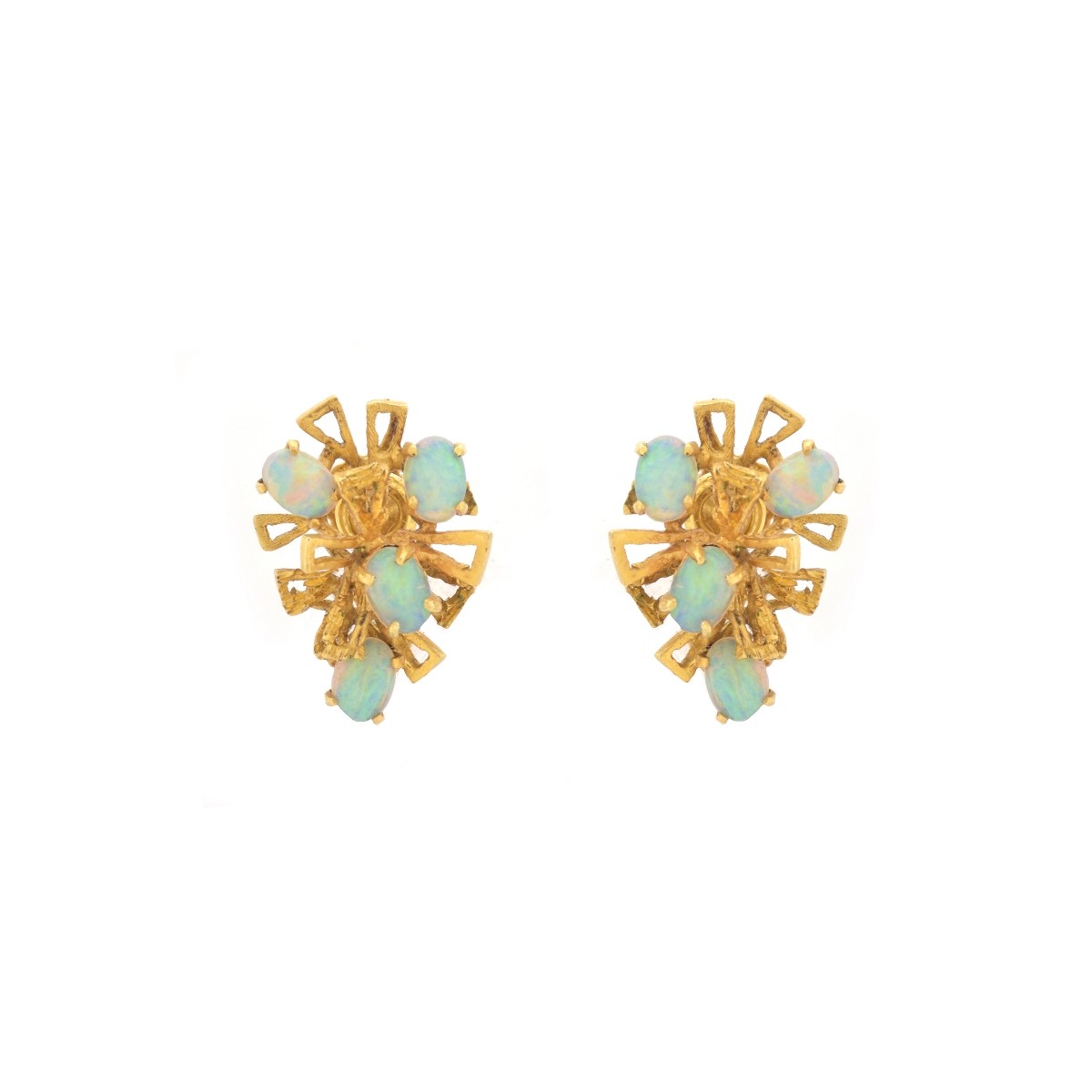 Two Pair Opal and 14K Earrings