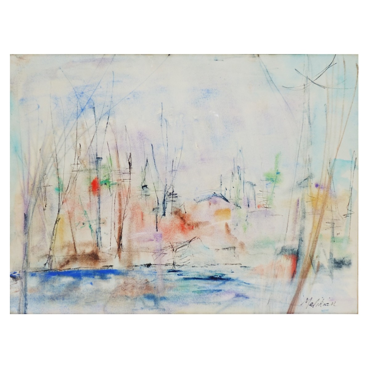 Mary Melikian (1927- ) Watercolor "Regatta"