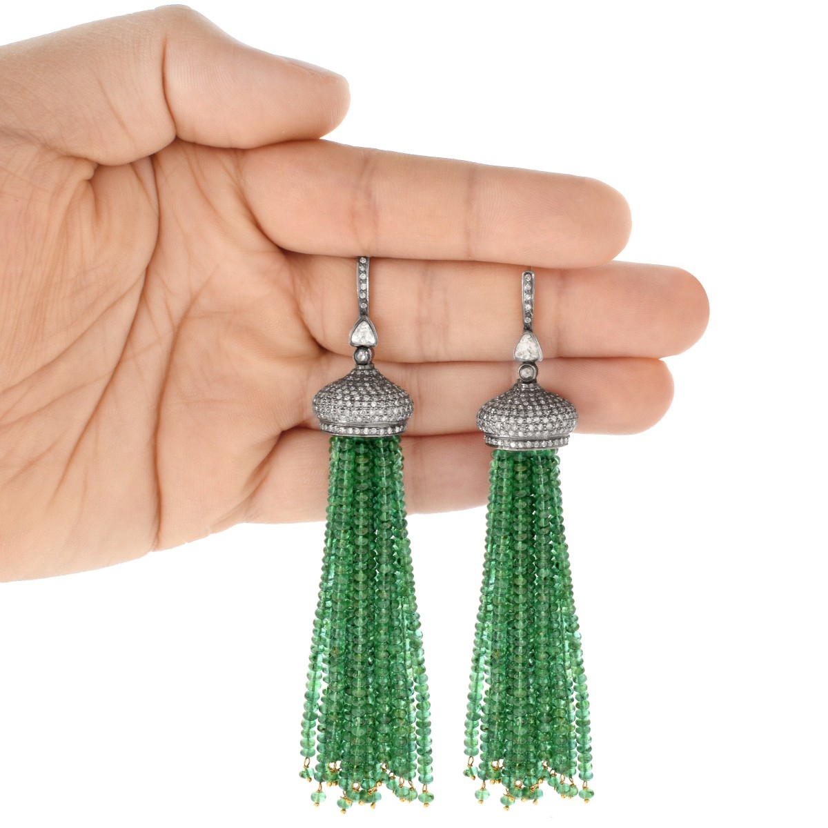 Emerald, Diamond and 18K Earrings