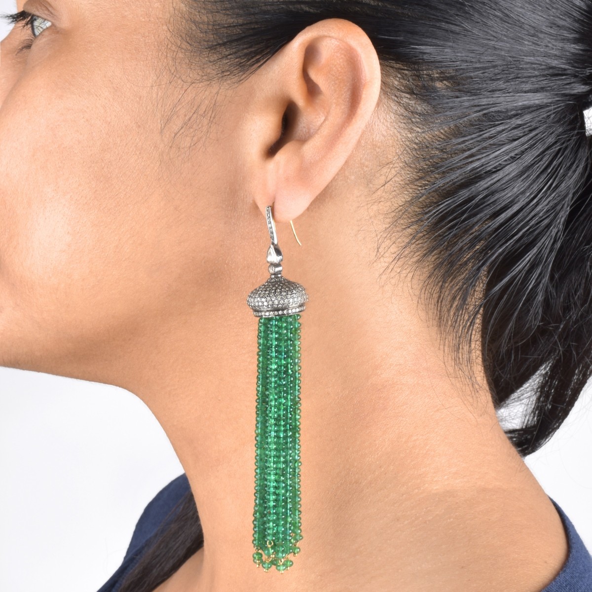 Emerald, Diamond and 18K Earrings