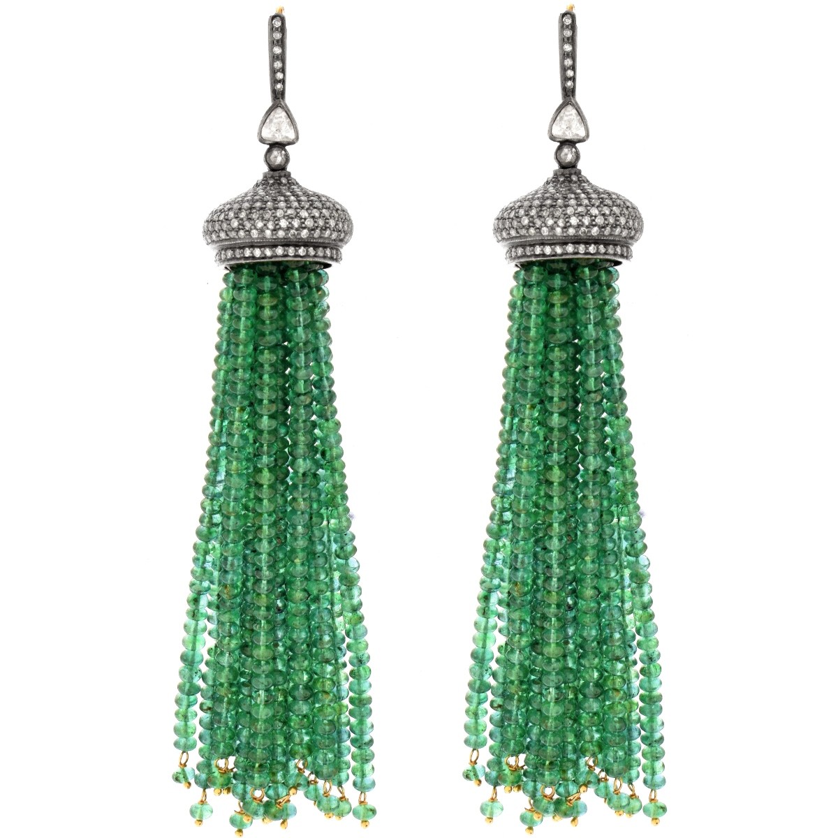 Emerald, Diamond and 18K Earrings