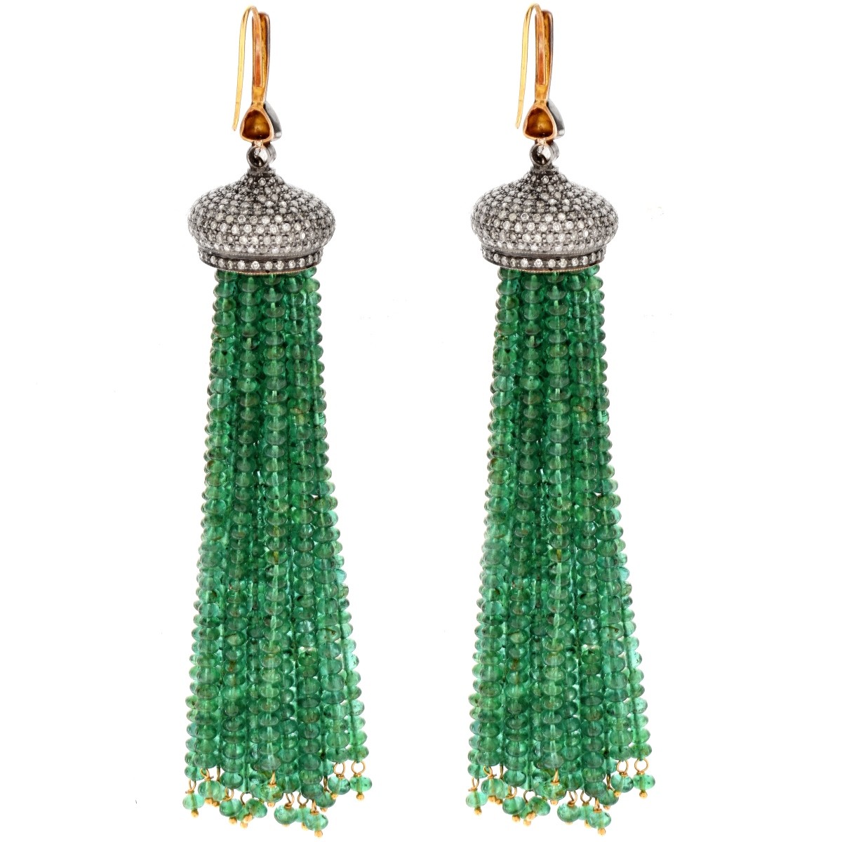 Emerald, Diamond and 18K Earrings