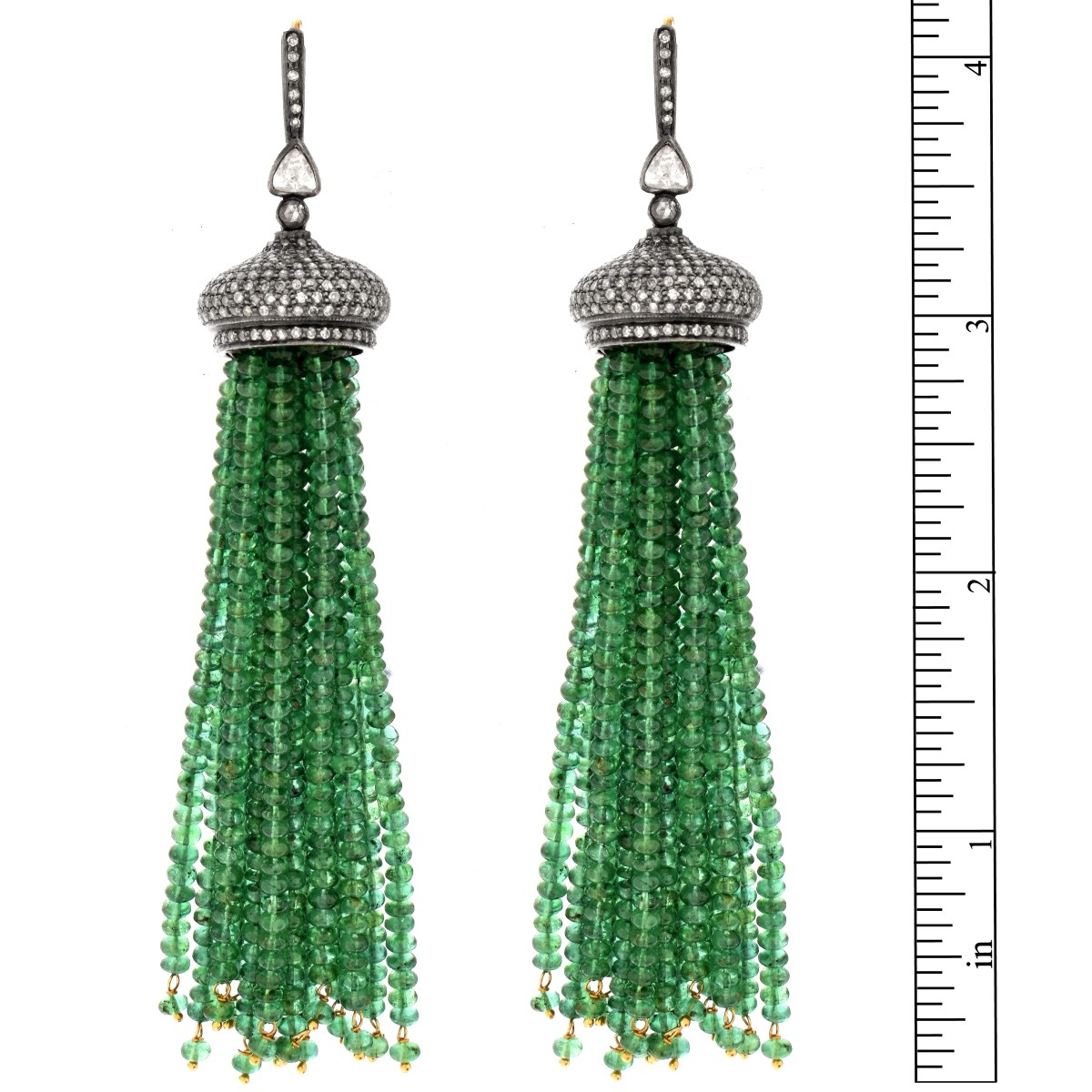 Emerald, Diamond and 18K Earrings