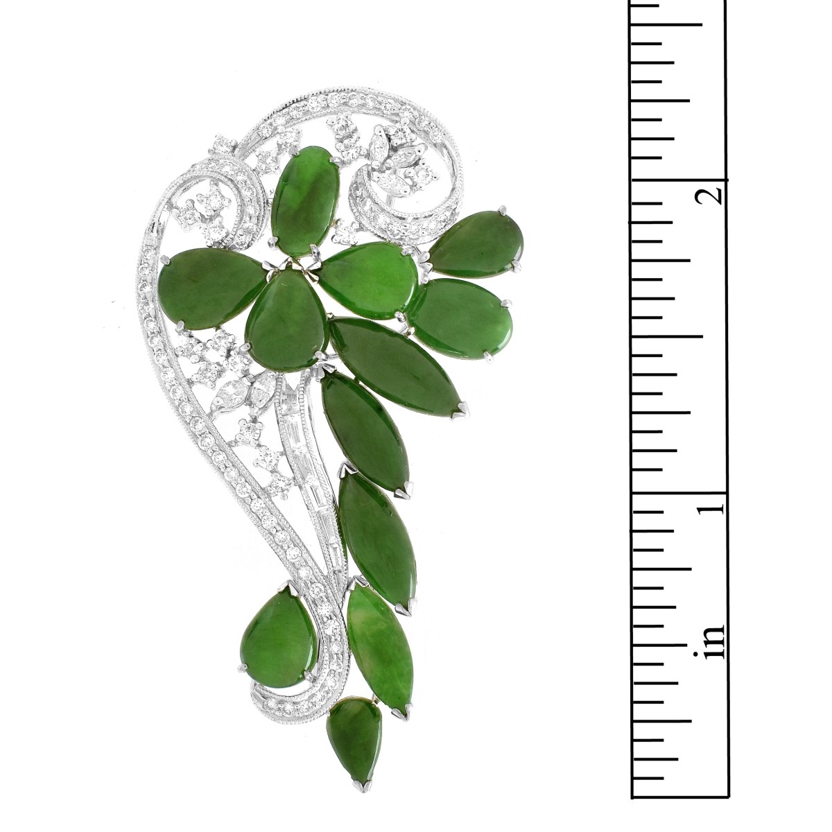 GIA Jadeite Jade, Diamond and 18K Brooch