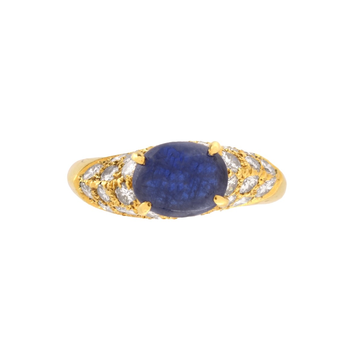 GIA Sapphire, Diamond and 18K Ring