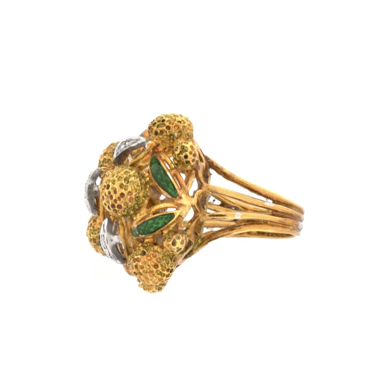 Diamond, Enamel and 18K Ring