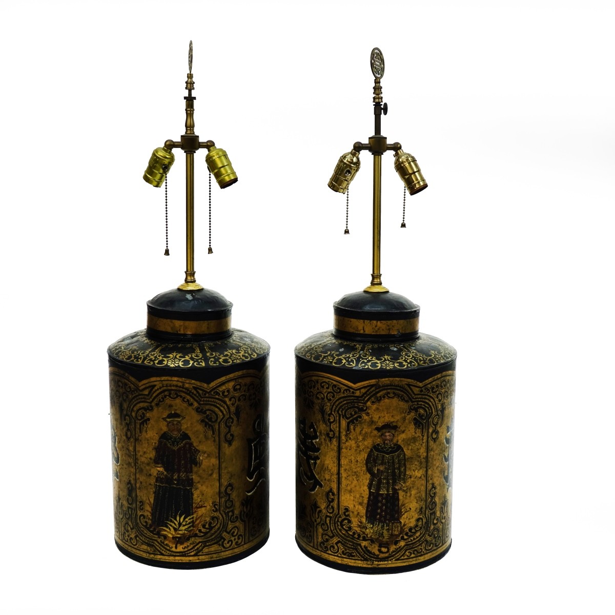 Pair of Chinese Tea Canister Lamps