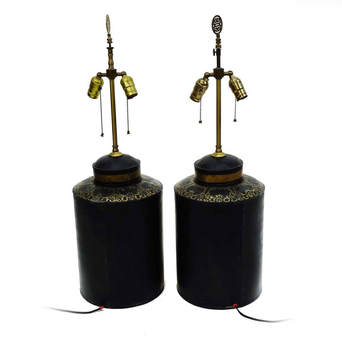 Pair of Chinese Tea Canister Lamps