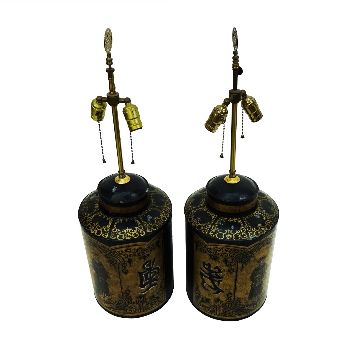 Pair of Chinese Tea Canister Lamps