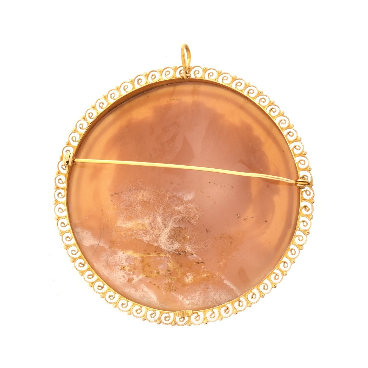 Carved Shell and 14K Cameo Pendant/Brooch