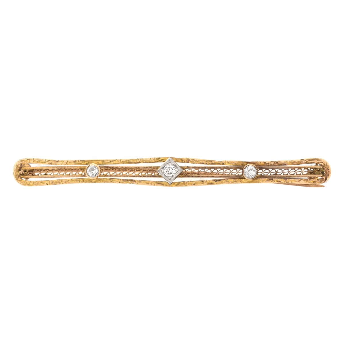 Art Deco Diamond and 10K Bar Pin