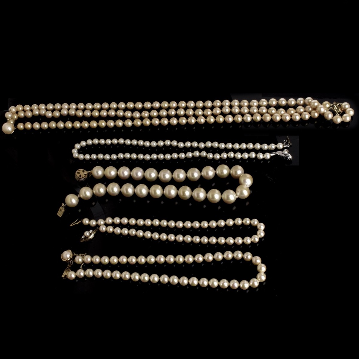 Five Imitation Pearl Necklaces