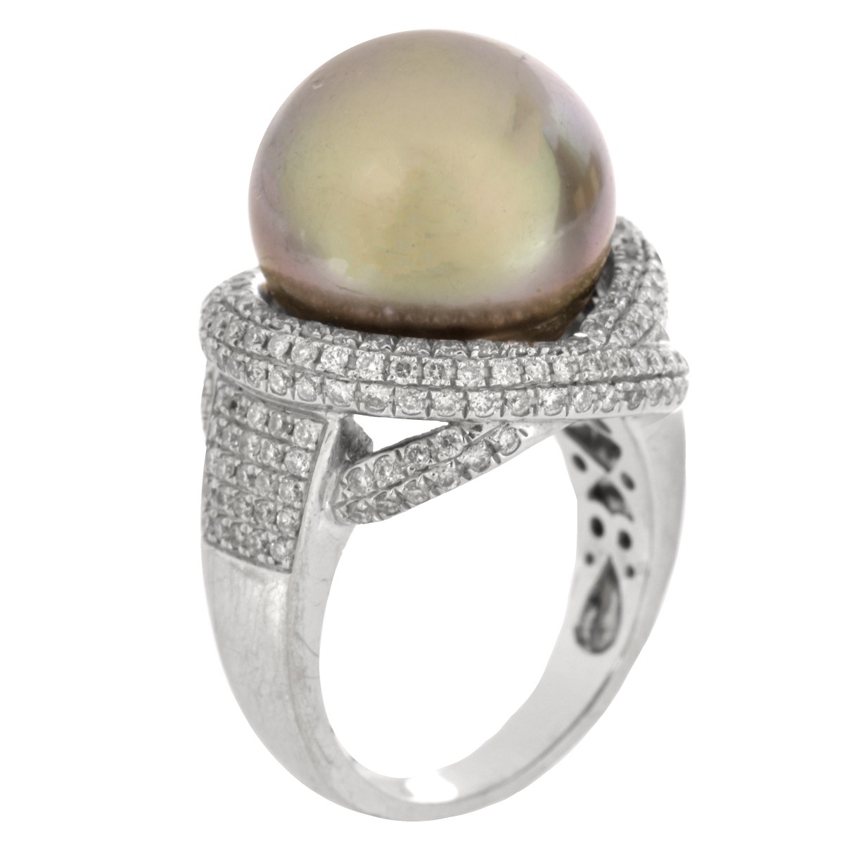 Pearl, Diamond and 18K Ring