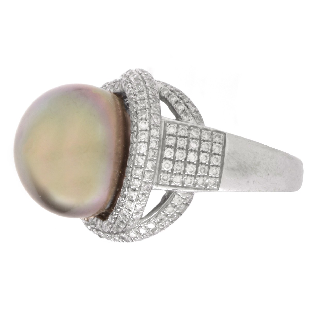 Pearl, Diamond and 18K Ring