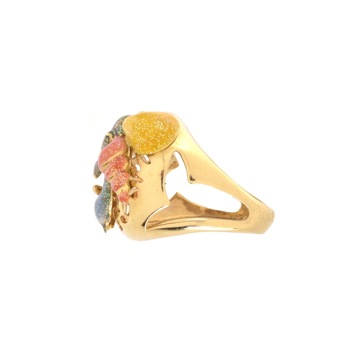 14K Enamel and Pearl Ring