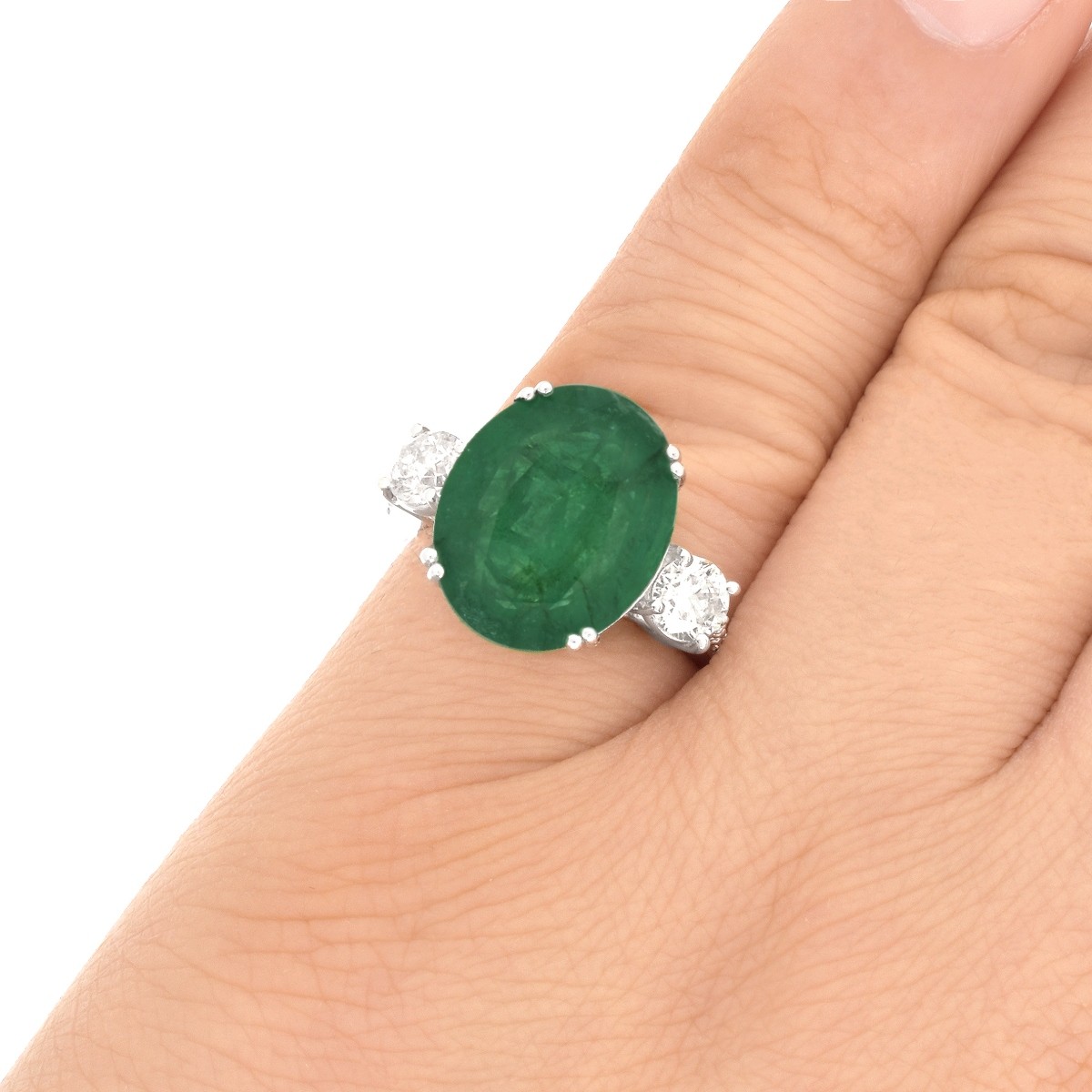 AGL Emerald, Diamond and 14K Ring