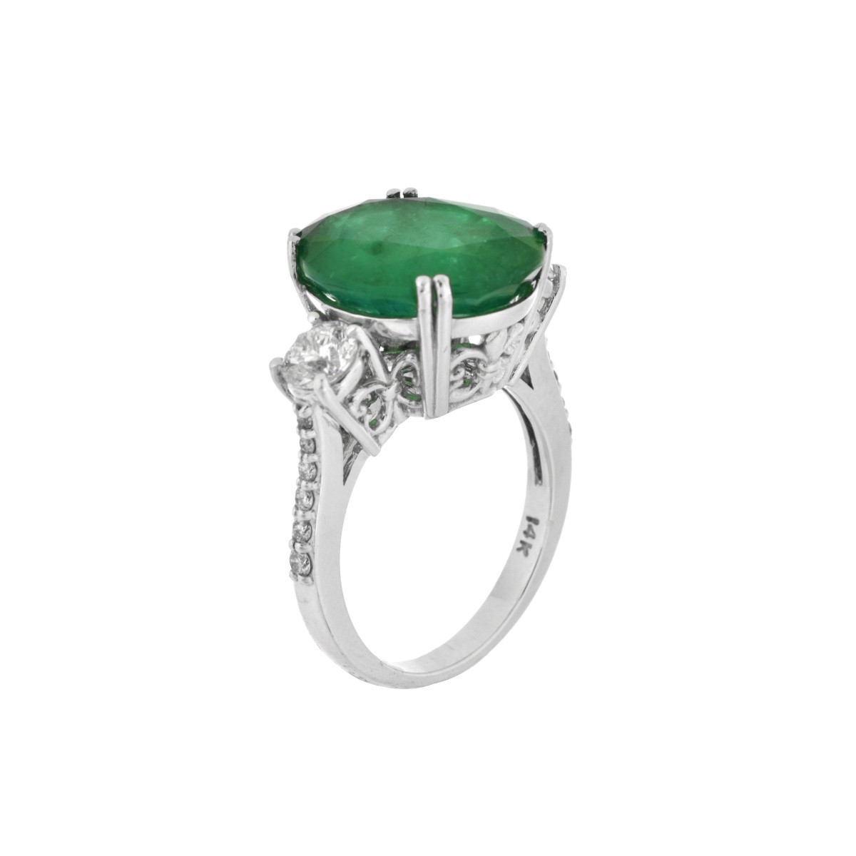 AGL Emerald, Diamond and 14K Ring