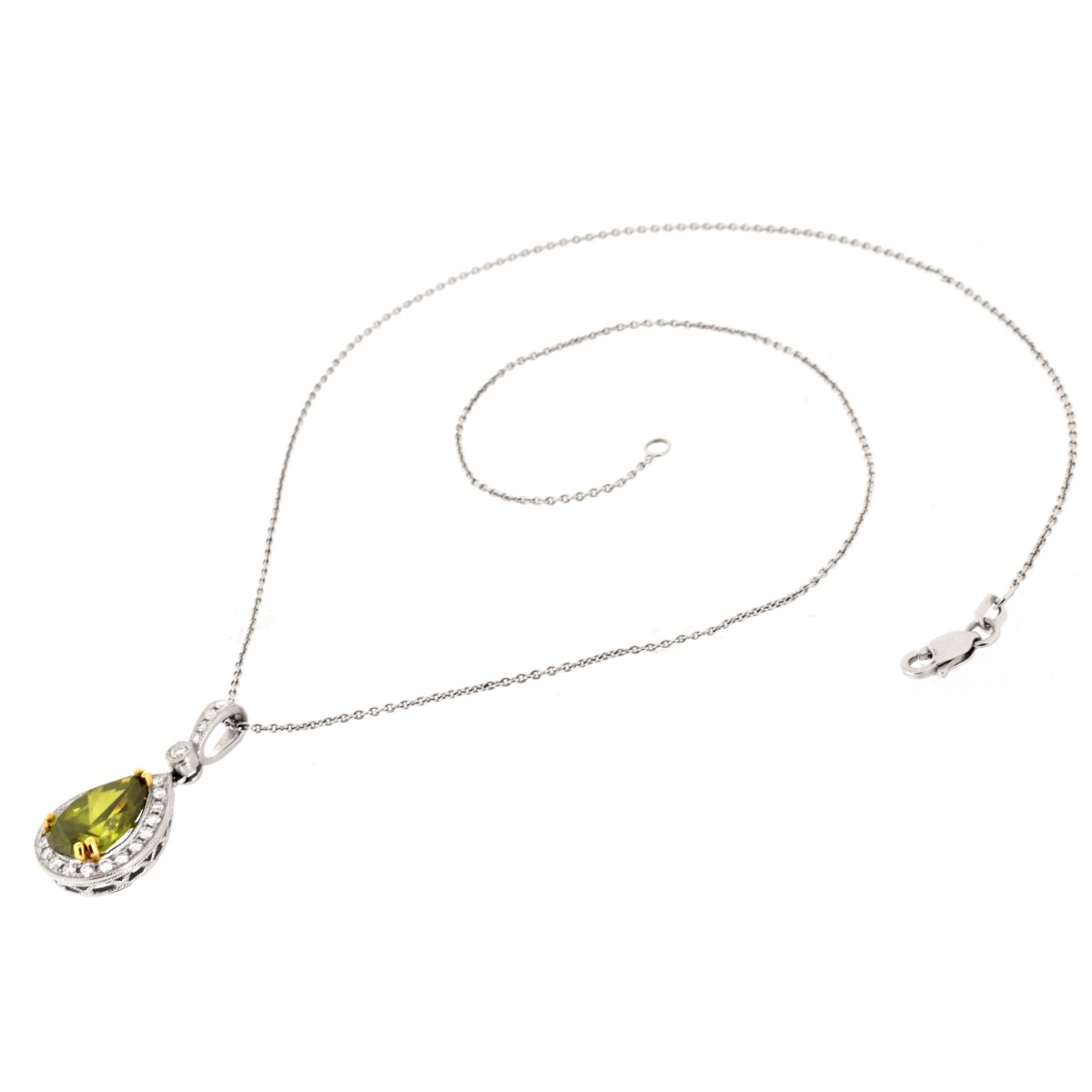 Green Diamond and 18K Necklace