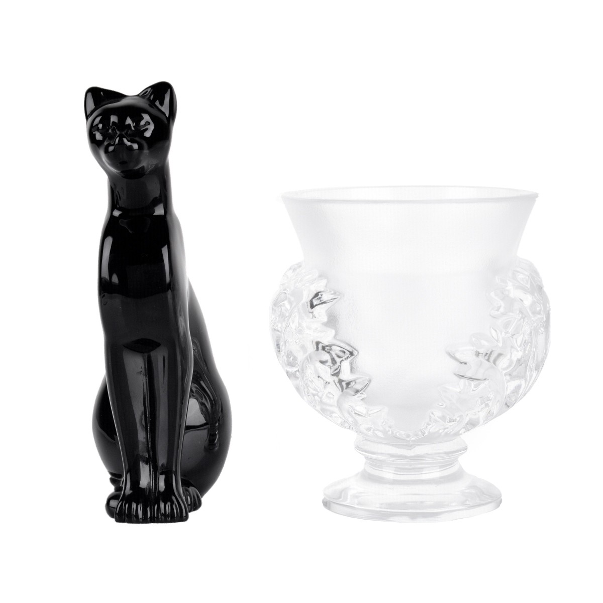 2 pcs Crystal Baccarat Panther Lalique Vase