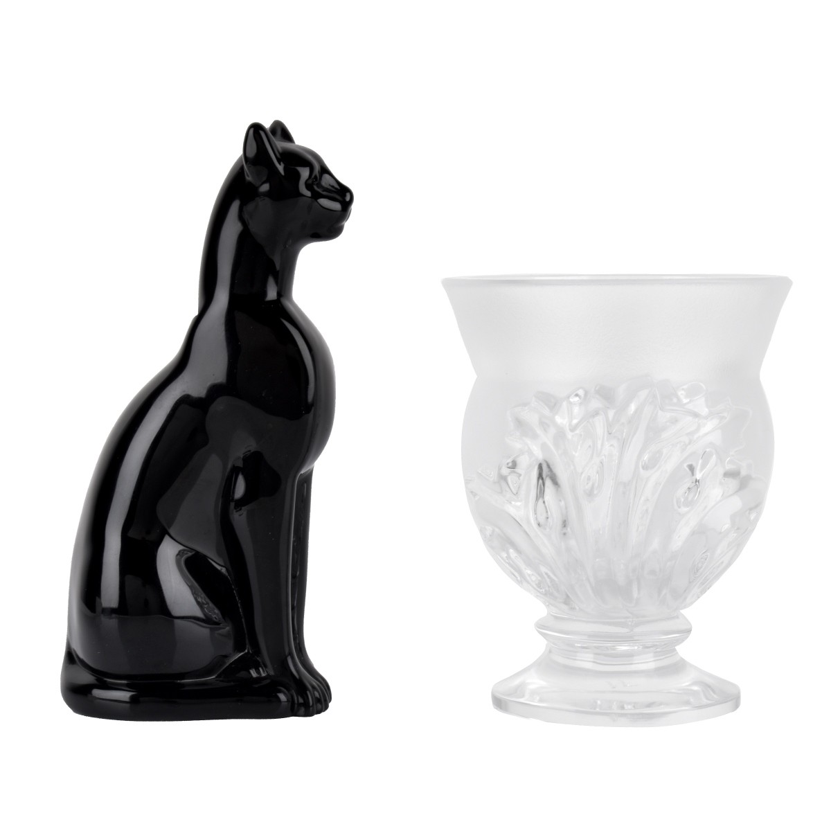 2 pcs Crystal Baccarat Panther Lalique Vase