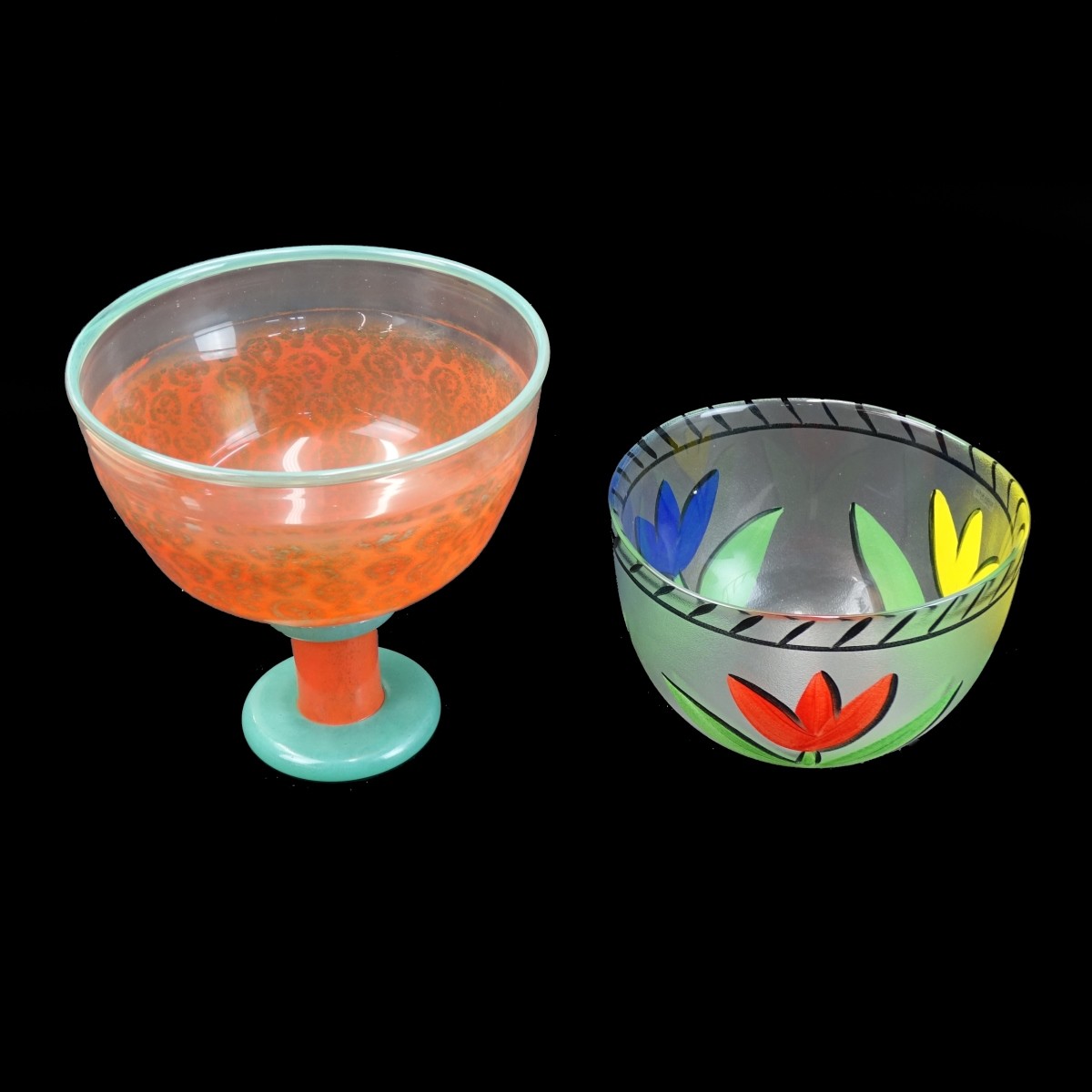 2 pcs Kosta Boda Art Glass Compote Bowl