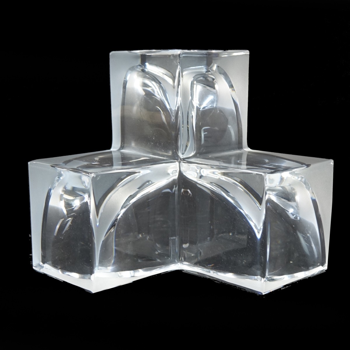 Daum France Crystal Block Sculpture