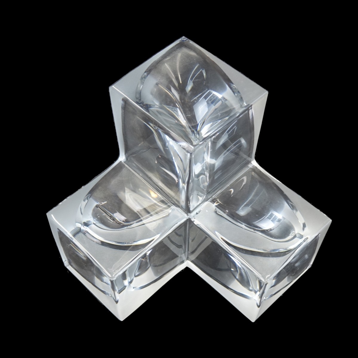 Daum France Crystal Block Sculpture