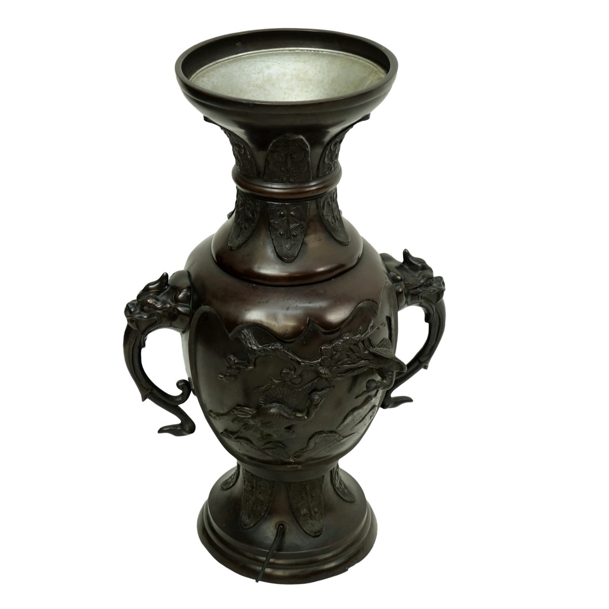 Japanese Bronze Urn Mounted as a Lamp