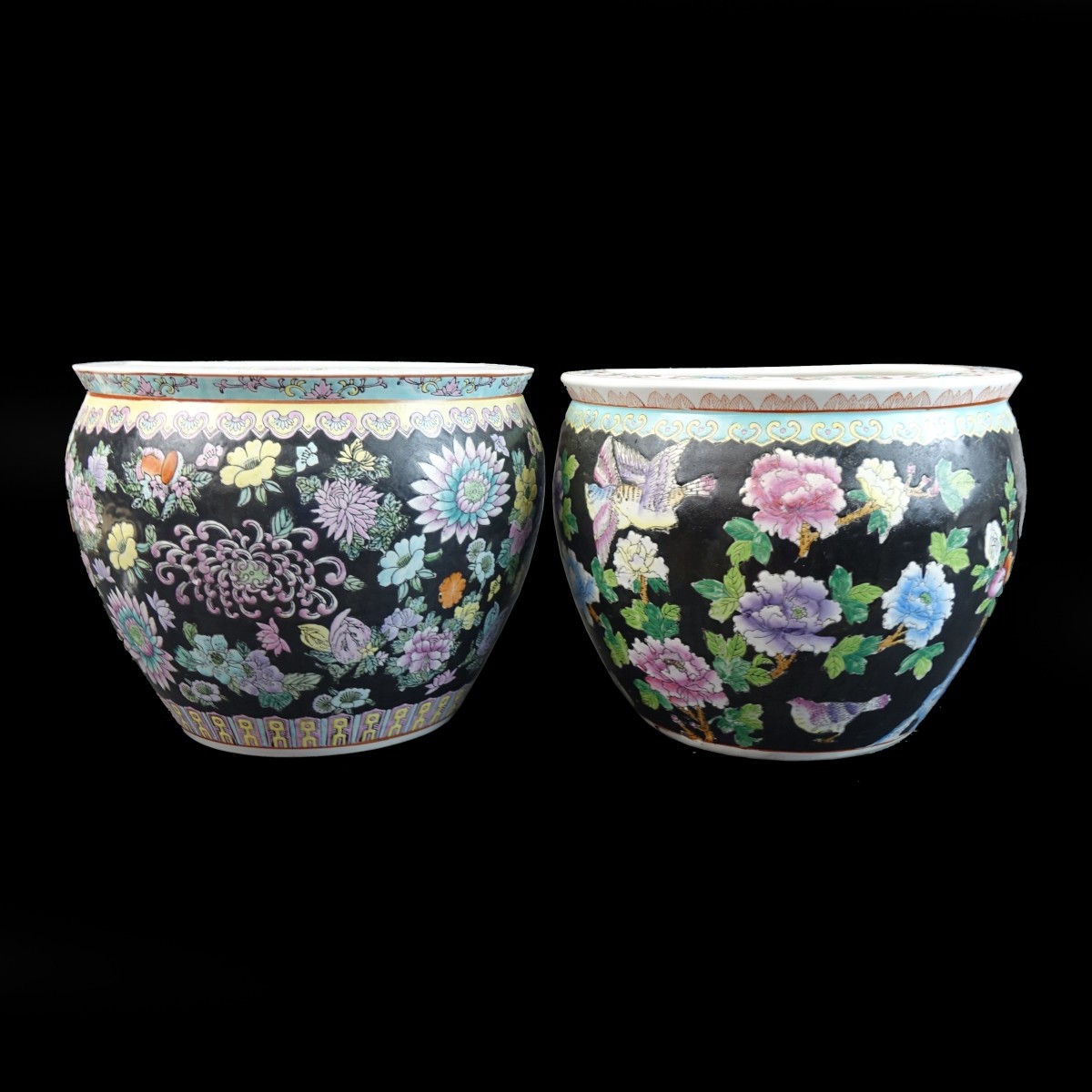 2 Porcelain Chinese Garden Planters