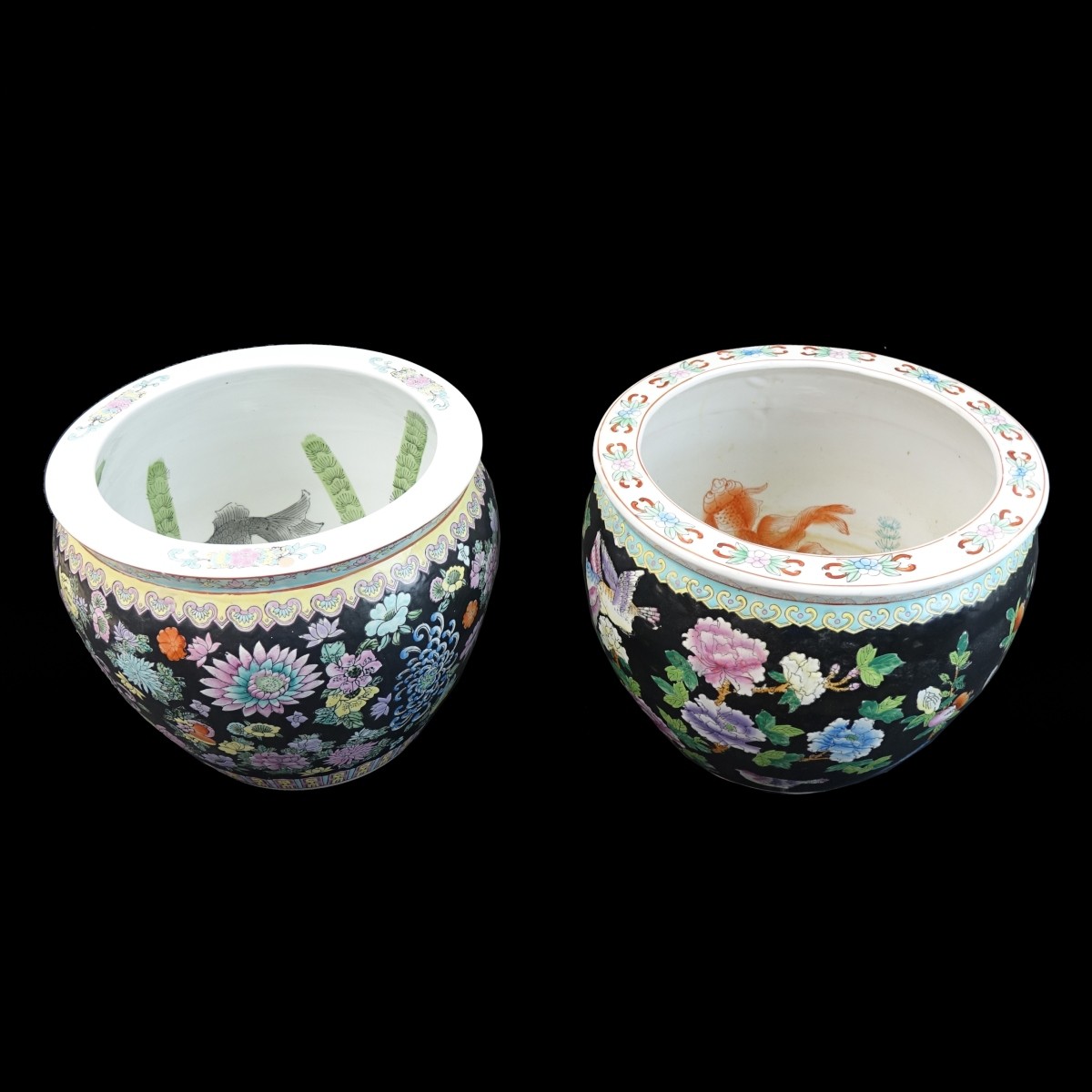 2 Porcelain Chinese Garden Planters