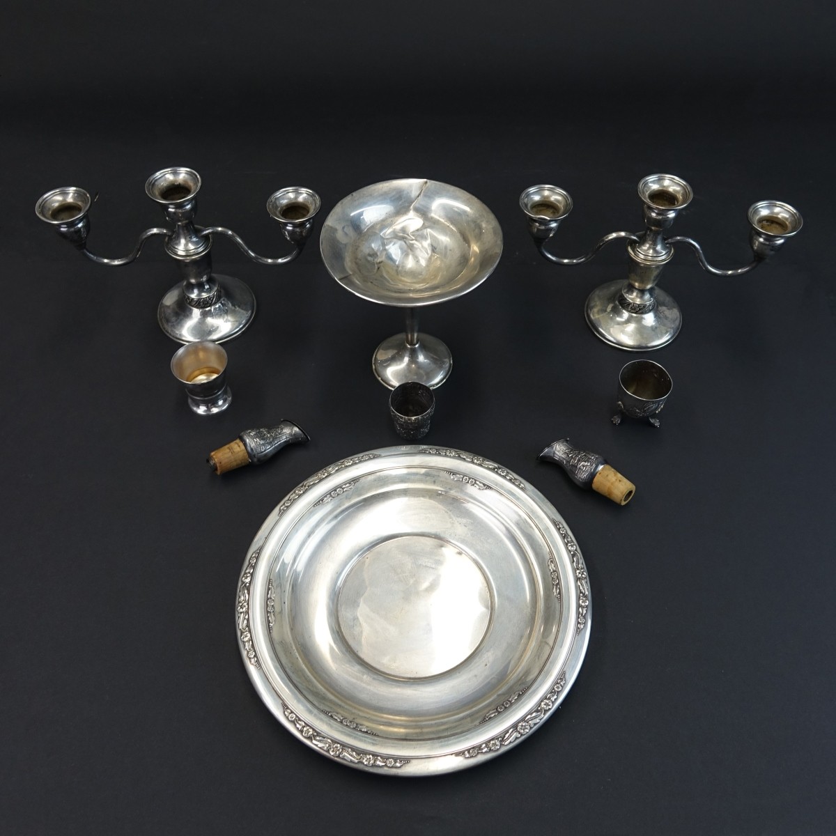 9 pcs Sterling & Silver Plate