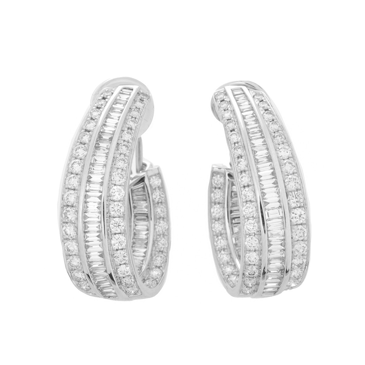 Diamond and 18K Hoop Earrings.