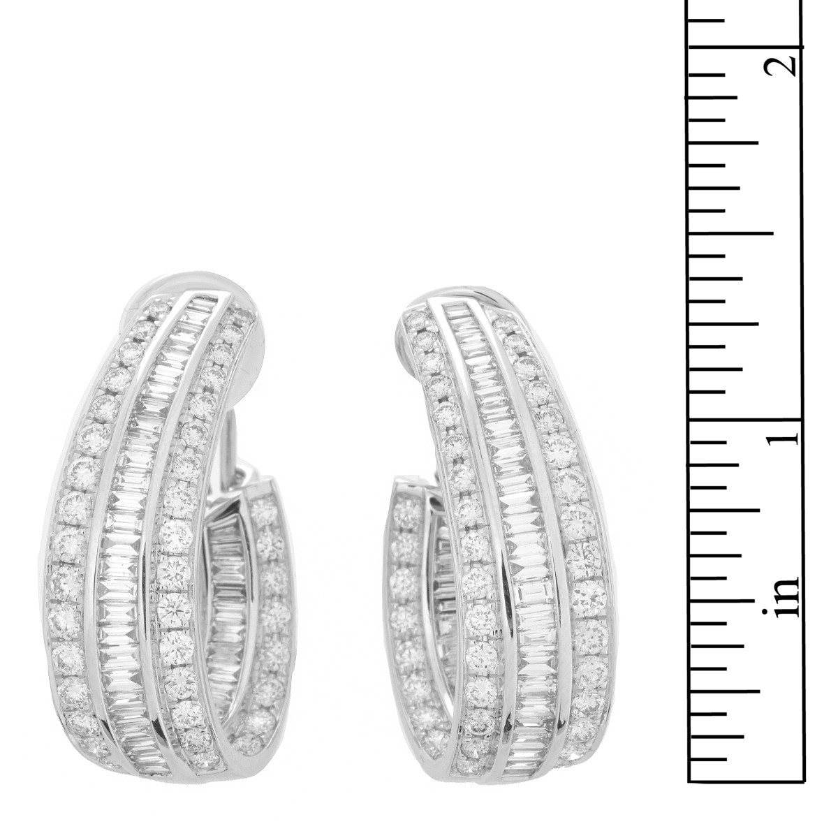 Diamond and 18K Hoop Earrings.