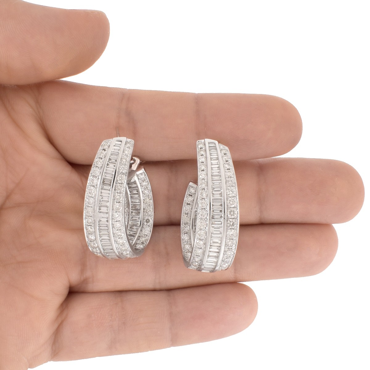 Diamond and 18K Hoop Earrings.