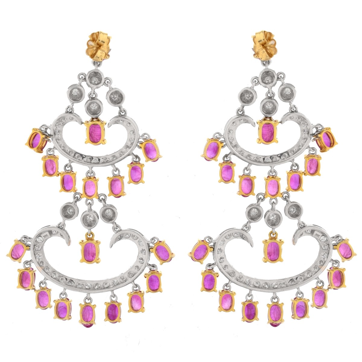 Ruby, Diamond and 14K Earrings