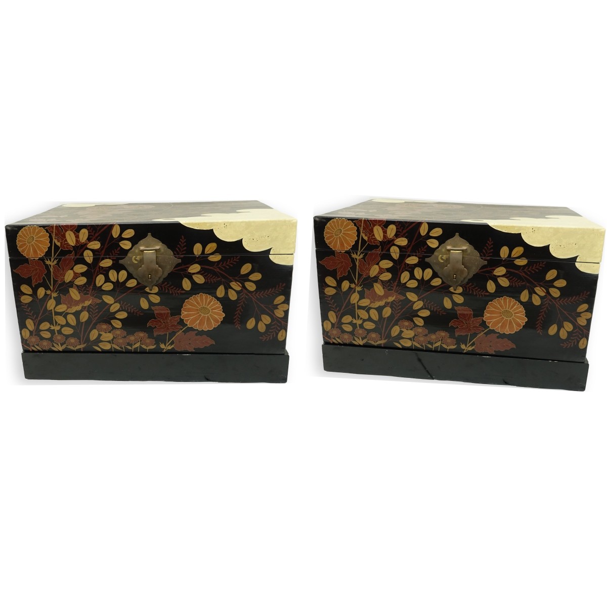 Pair of Japanese Lacquered Trunks